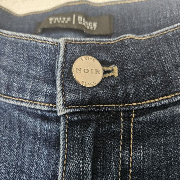 WHBM Size 8 Noir Pedal Pusher Capri Embroidered Bermuda Denim Shorts Classic - Picture 9 of 16